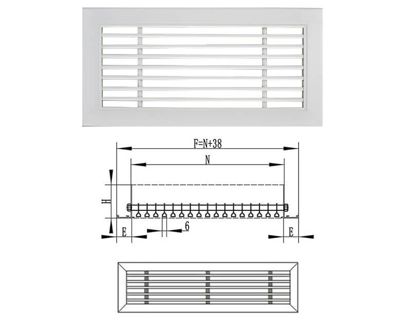 linear bar grille drawing