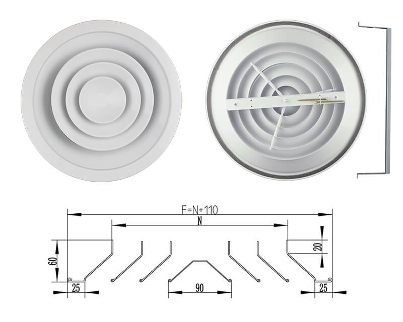 RD-A2 round diffuser drawing