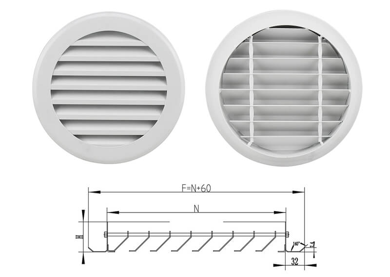 SG-LR ventilation louver drawing